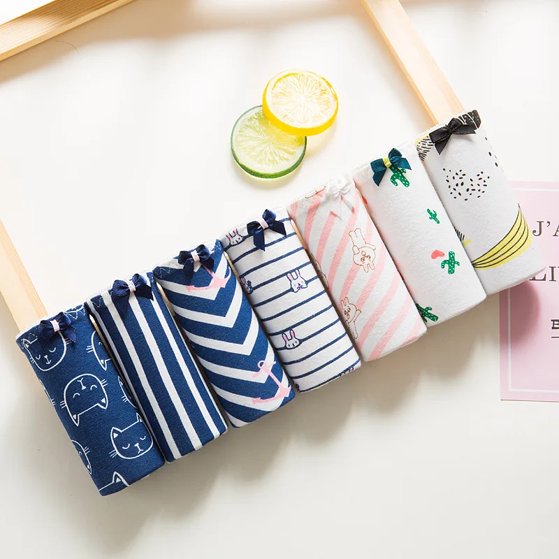 

5PCS Women's Briefs Cotton Print Lovely Panties Girl Sexy Lingerie Underwear Ladies Comfortable Underpants Panty for Female