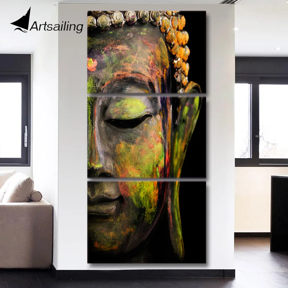 Արվեստիլինգի պատի արվեստ HD տպագրություն 3 կտավ կտավ արվեստ Բուդդայի նկարչություն Wall Art Modular Picture For Living Room Buddha կտավ