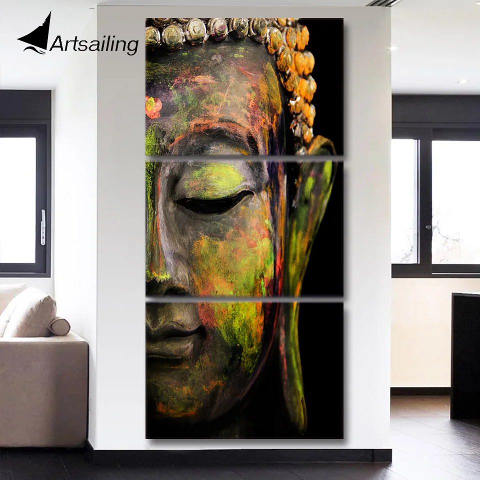 Buy HD printed 3 piece canvas wall art Buddha