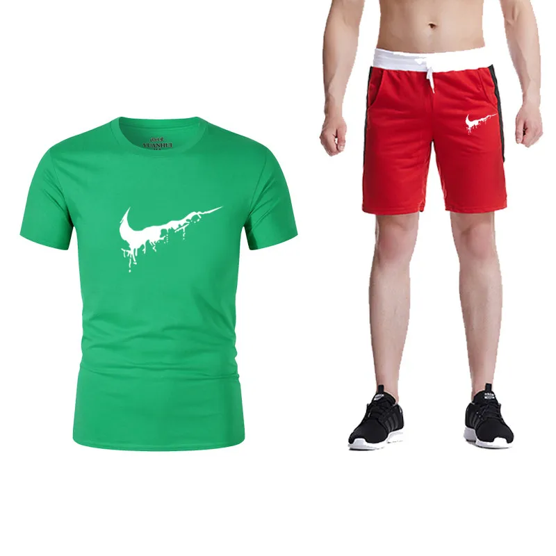 

Sports suit men's T-shirt + shorts two-piece sports jogging training gym fitness sports suit running suit quick-drying jersey