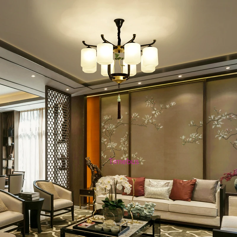 Вилла лобби гостиная люстра Новый китайская люстра освещение кованого железа светильник простой современный светодиодный