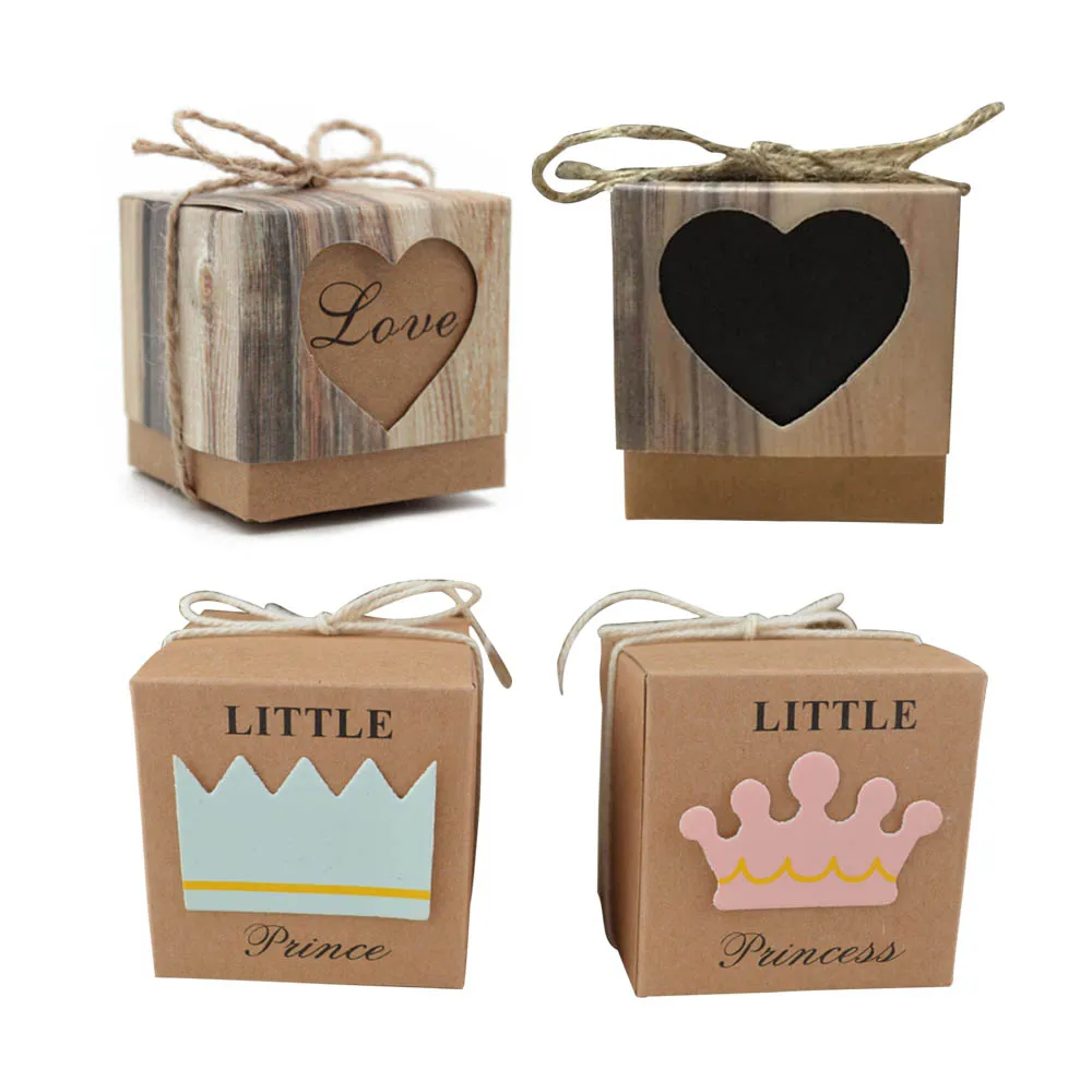 

50pcs/lot Vintage Kraft Gift Box Romantic Heart Gift Candy Bags with Burlap Twine Chic Wedding Favors Gift Box Supplies