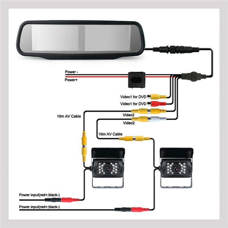 YuanTing 4," цифровое беспроводное 800*480 TFT lcd Автомобильное зеркало заднего вида двойной монитор 4CH вход с задней Камера заднего вида