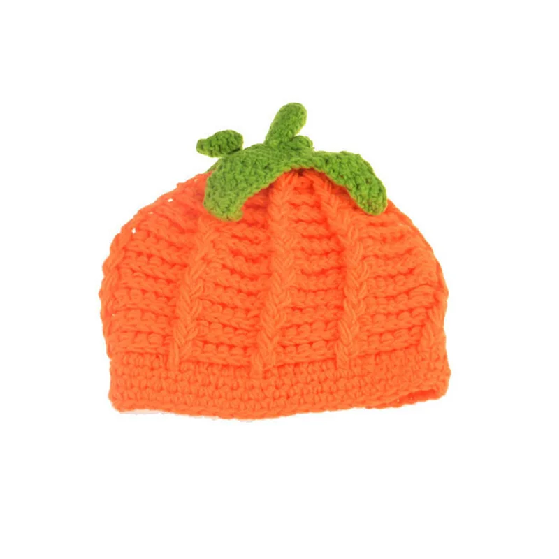Crochet Newborn Baby Pumpkin Hat Photography Photo Props Handmade Boy Girl Beanies Cap Halloween Costume H096 (6)