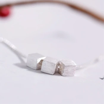 

Three-dimensional Square Drawing Korean 925 Sterling Silver Temperament Personality Fashion Female Jewelry Necklace SNE027