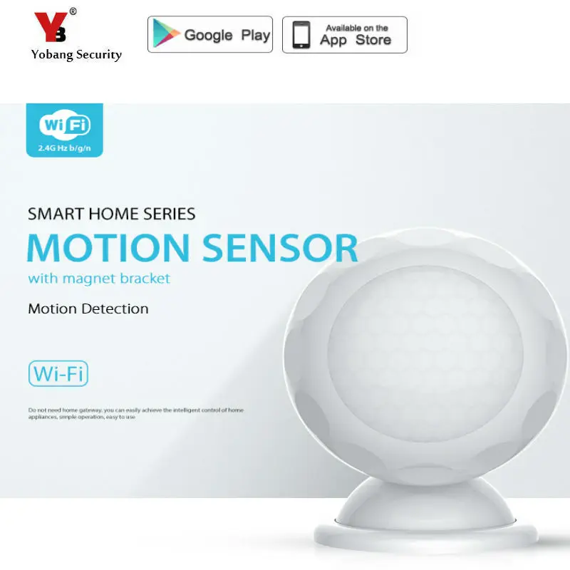 

YobangSecurity Smart Home Automation Motion Sensor PIR,Battery Operated,App Notification Alert,No hub operated,Wifi Enabled