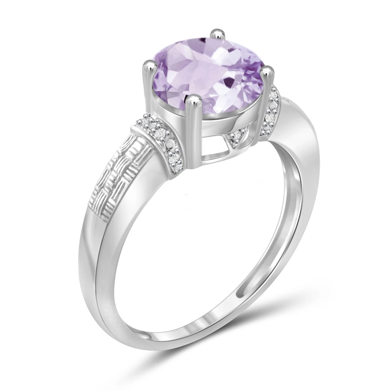 JewelonFire 1 3/4 Carat T.G.W. Pink Amethyst and Accent White Diamond Ring in Sterling Silver (1)