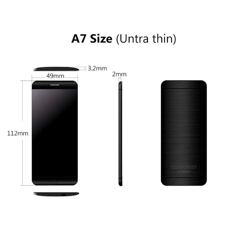 DOITOP A7 Untra thin Smart Phone 1.63 inch Touch Screen Dual Band Single SIM Cellphone Luxury Bluetooth Smartphone MP4 Player A3