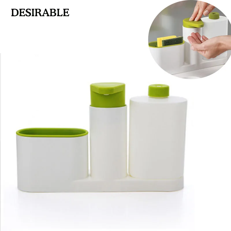 

DESIRABLE Multifunctional Storage Washing Sponge Soap Dispenser Detergent Bottle Hand Sanitizer Kitchen Sink Storage box
