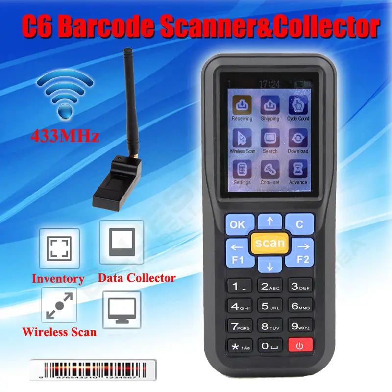 Prix pour Livraison gratuite! 433 MHz Sans Fil Code À Barres Laser Lecteur Terminal Inventaire Collecteur de Données Scanner Prix pour Livraison gratuite! 433 MHz Sans Fil Code À Barres Laser Lecteur Terminal Inventaire Collecteur de Données Scanner