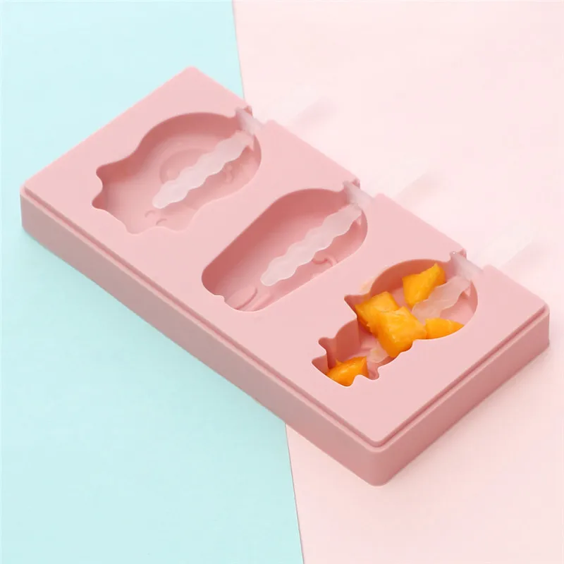 Covered Cartoon 3 Piece Ice Cream Ice Cube Mold Kitchen 2 Colors Multi-type Silicone Homemade Manual Diy Ice Cream Mold Home