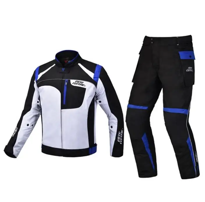 Новая мотоциклетная одежда велосипедный Костюм дышащий костюм противоударный Анти-вентилятор мотоциклетная одежда мотоциклетная куртка+ брюки 11 - Цвет: Синий