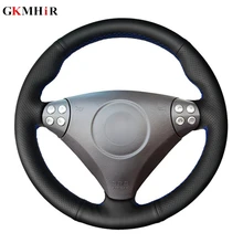 Tampa para volante de carro em couro artificial, faça você mesmo, capa preta para mercedes benz slk-class w170 w61 slk 2010-2019 c230 komp