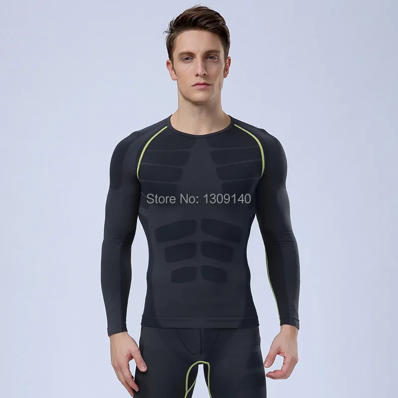 

men compression tight long sleeve quick drying clothing t shirt homme fitness shirt Tights