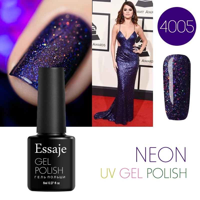 Essaje Bling Colorful Neon Gel Polish Lak Semi Permanent