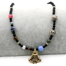 Подвеска астронавт, 9 планетов, солнечная система, ожерелье, звезды, рок, вулканические камни, галактика, для женщин, новинка, наружные ювелирные изделия для медитации