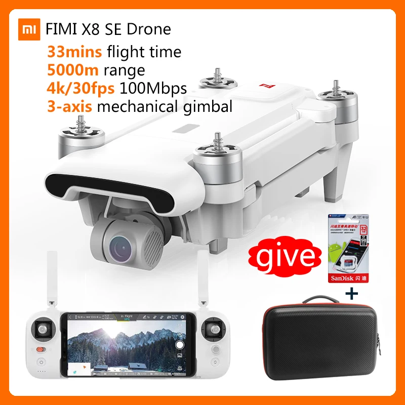 

FIMI X8 SE 5KM range FPV 3-axis Gimbal 4K Camera 33minutes Flight Time GPS RC Drone toys AS free shipping