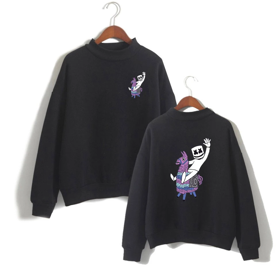 

Electronic music Marshmello 2019 New Turtleneck Sweatshirt Simple Print Casual Autumn Fashion Streetwear High Collar Sweatshirt