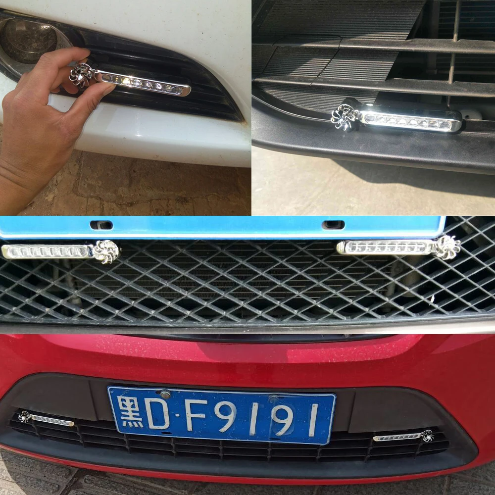 

1 Pair 3 Color Auto Car Daylight Grills Headlight Lamp Car Daytime Running Lights Wind Power Daytime Lamp Car Styling