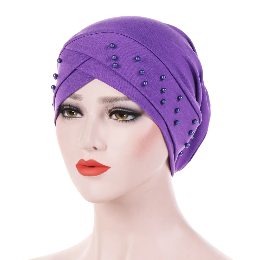 Для женщин Бисер Индия шляпа мусульманских рюшами Хемо Шапочка-тюрбан в головы Обёрточная бумага головные уборы