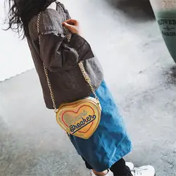 Модная детская кожаная сумка на молнии с буквенным принтом в форме сердца, Милая мини-сумка-мессенджер для девочек, сумка # P