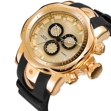 Skone уникальный дизайн 3D большой циферблат Мужские спортивные часы золотой люксовый бренд силиконовые наручные часы Мужские кварцевые часы relogio masculino