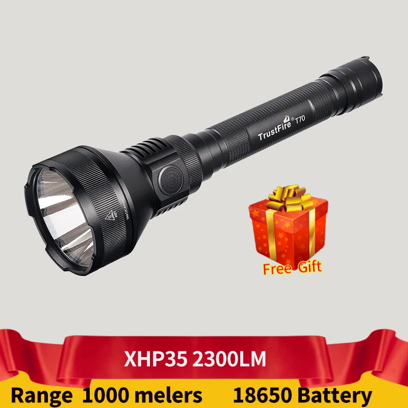 

TrustFire T70 Tactical Flashlight Cree XHP35 2300LM 1000m Distance Rechargeable LED Flashlight for Rifle Hunting PK M3X