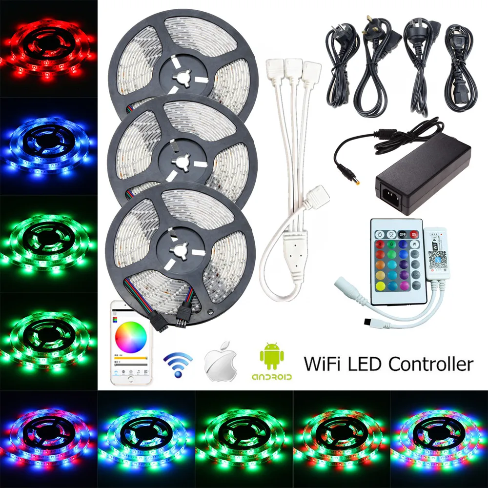 15 м СВЕТОДИОДНАЯ лента SMD 2835 WiFi Светодиодная Водонепроницаемая 12 В RGB 60