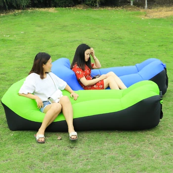 

240*70cm Camping Mat Lazy Bag Inflatable Air Sofa 190T Nylon Laybag Air Portable Beach Bed Pad Lazy sofa Lounger Chair lounge