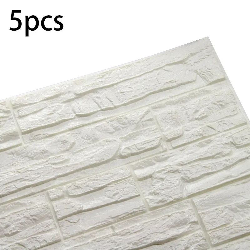 5Pcs 3D PE Foam Wallpaper DIY Wall Stickers Wall Decor Brick Home Decoration Living Room Bedroom - Цвет: G214716A