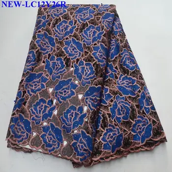 

2019 Latest African Dry Cotten Laces Rhinestones Swiss Voile Lace High Quality with beads Lace Fabric For Wedding Dress BVZ003