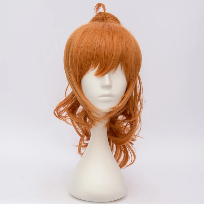 1" короткие волнистые Оранжевый Аниме вечерние косплей синтетический парик термостойкий+ 52 см длинный конский хвост