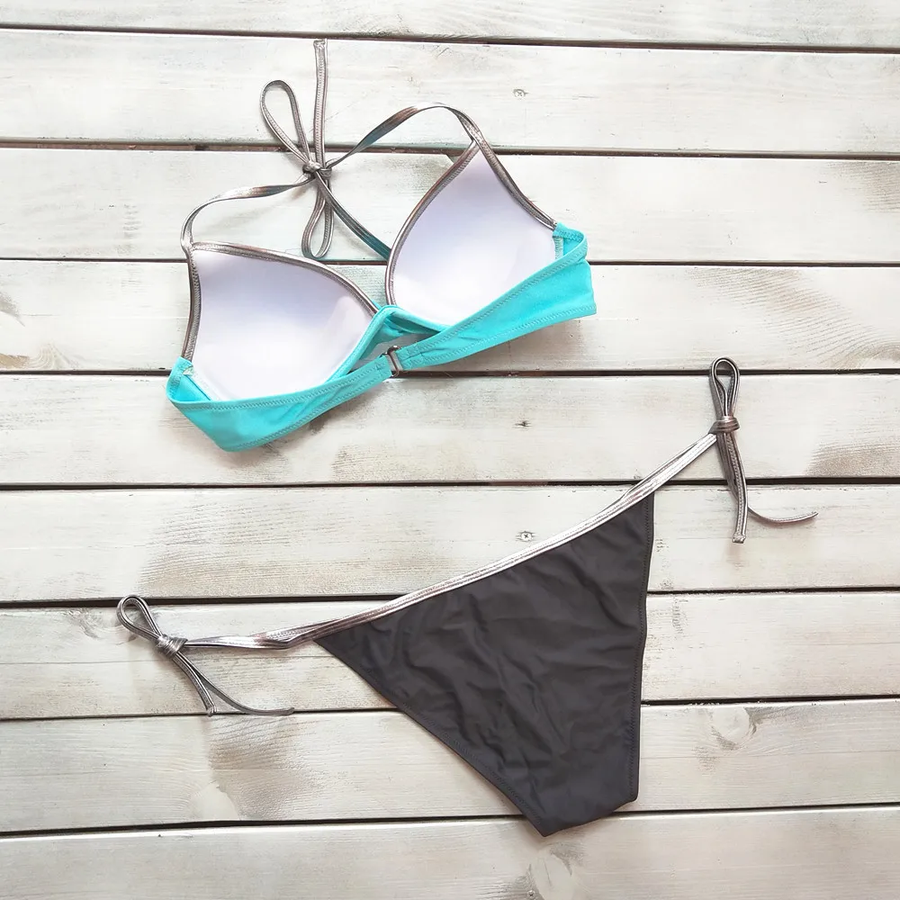 Женские бандажные наборы бюстгальтер+ трусы пуш-ап бразильский купальник пляжная одежда летние пляжные купальные костюмы женский Принт