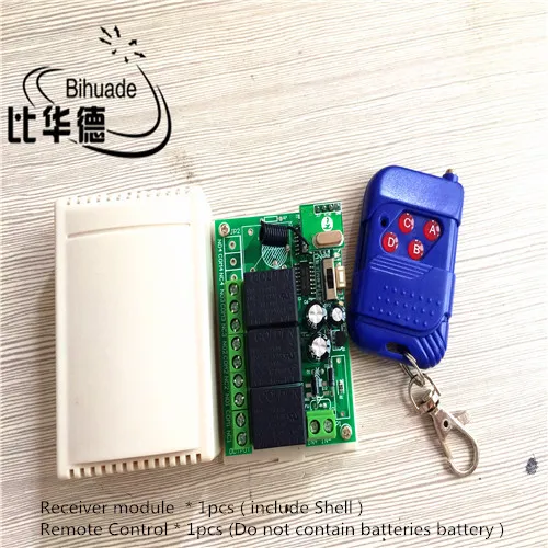 

315Mhz DC 12V 3CH Channel Relay RF Wireless Remote Control Switch Receiver Module and RF Remote 315Mhz Transmitter Kit