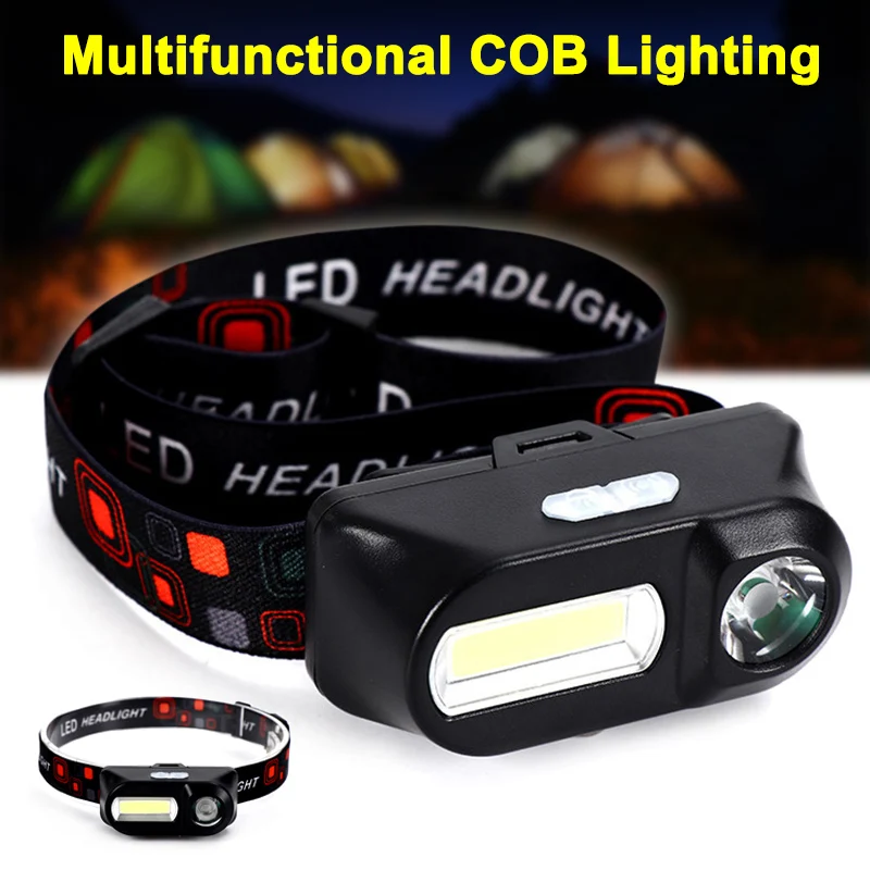 

COB LED Headlight Flashlight USB Rechargeable Torch Camping Hiking Fishing Headlamp EDF88