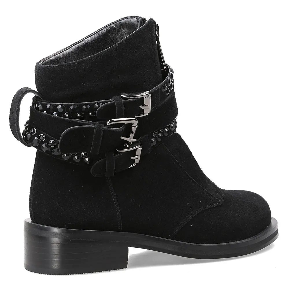 MEBI/Новинка года; женские ботильоны; черные ботинки со стразами; женские мотоциклетные ботинки; Женская обувь в стиле панк с пряжкой; женские ботинки