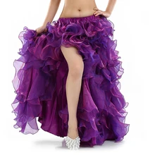 12 цветов, Одежда для танцев, профессиональная одежда для танца живота, длинные юбки макси с одним разрезом, Женская юбка для танца живота в восточном стиле