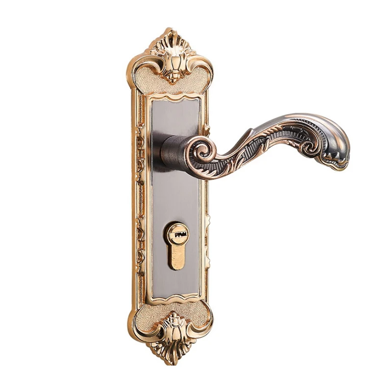 

1 Set Vintage Door Lock European Style Retro Bedroom Door Handle Lock Interior Anti-theft Room Safety Door Lock