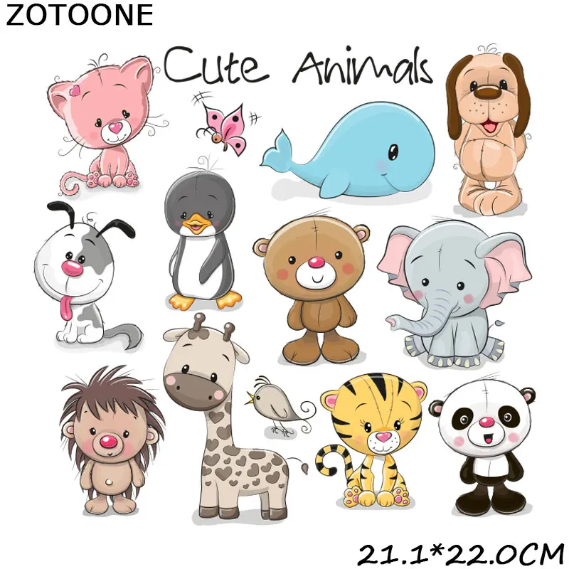 

ZOTOONE Cute Bear Animals Patches Iron-on Transfers for T-Shirt Children Gift DIY Clothes Stickers Lovely Dolphin Appliques G