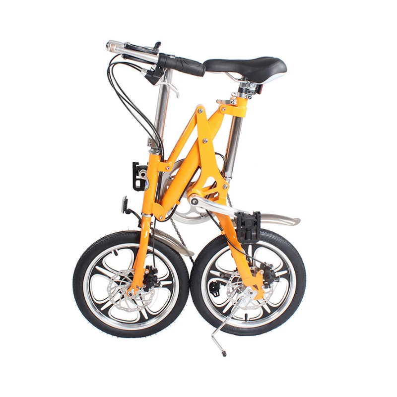 Discount 16-inch folding bicycle aluminum alloy 7 speed bike Double disc brake adult bicycle light and easy to carry folding bicycle 3