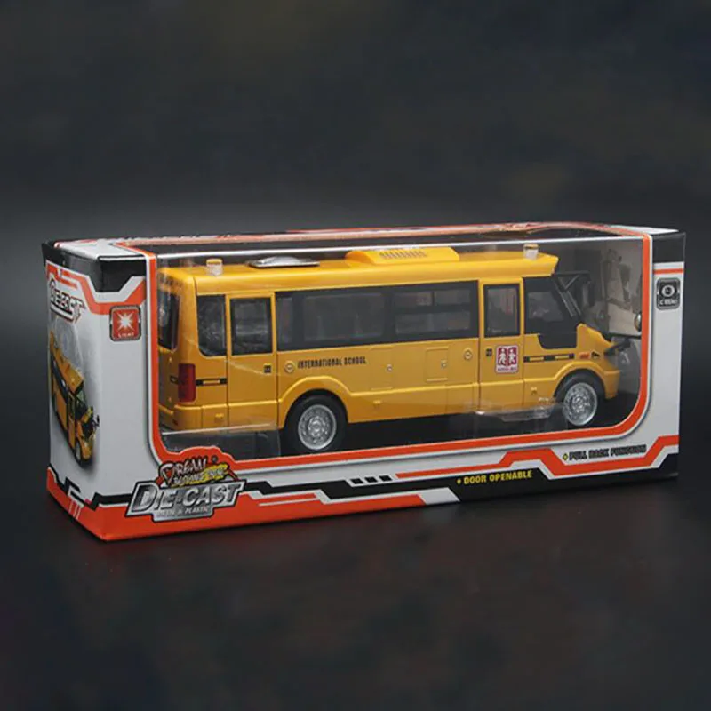 Большой литой под давлением сплав оттяните назад Американский школьный автобус с легкой музыкой модель автомобиля открытая дверь дизайн