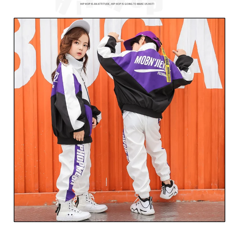 Детская одежда в стиле хип-хоп; костюм для джазовых танцев; куртка для бега; пальто; топы; Штаны для бега для девочек и мальчиков; одежда для бальных танцев; уличная одежда