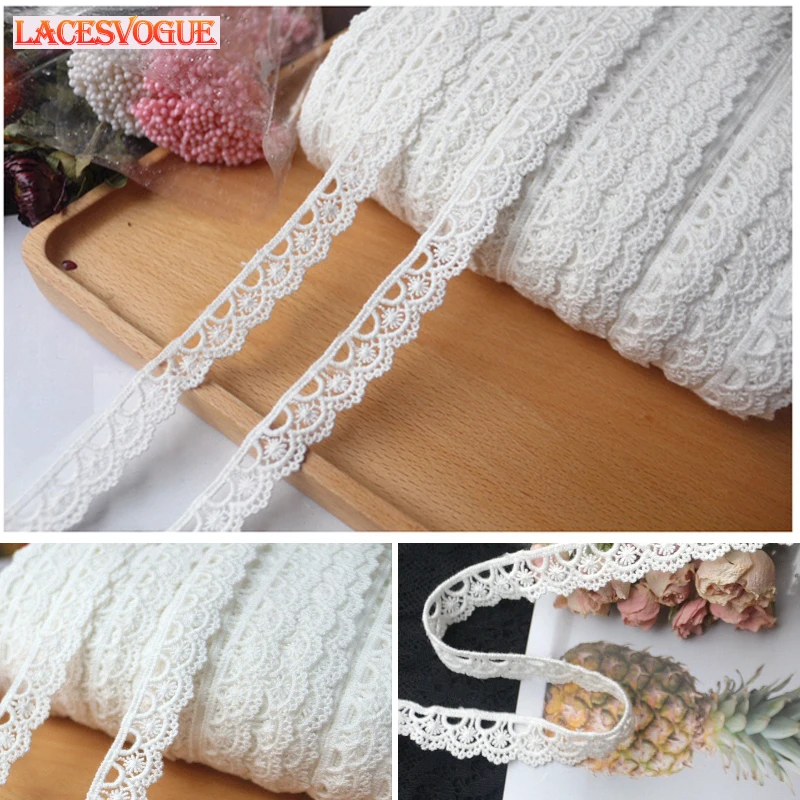 30yards/lot Wdith 11cm White Embroidered Cotton Lace trims Soluble lace