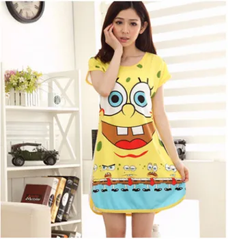 

2020 New Cartoon summer style Nightgown Nightdress pijama Ladies Sleepwear Women nightwear AW7756
