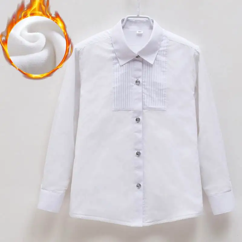 Детские рубашки для мальчиков белая рубашка с длинными рукавами одежда джентльмена хлопковая весенне-осенняя одежда Модный Топ - Цвет: white  winter