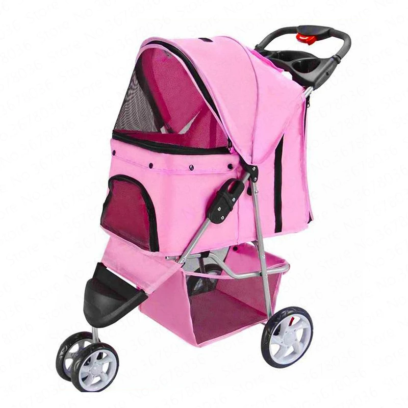 

Car Dog Teddy Stroller Cage Three Rounds Out of The Line Supplies Light Folding Pet Hand Pet Stroller Seat Carrier Accessories