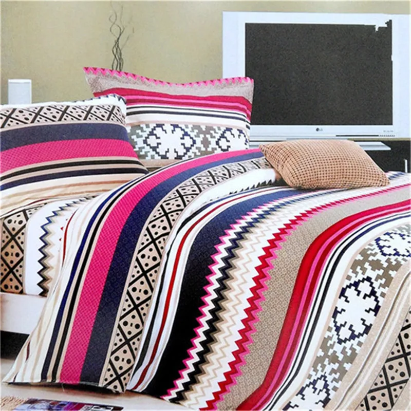 

new material Multicolor stripe pattern 3D bedding Grinding MAO 4pcs quilt cover/Bed sheet/pillowcase size Queen