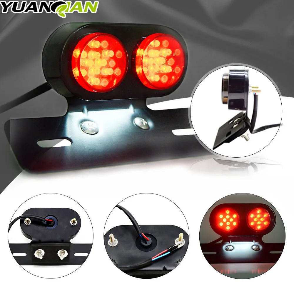 

For Bobber Cafe Racer ATV Motorcycle Turn Signal Brake Led Light License Plate Holder Tail Lights LED Brake Tail Lamps