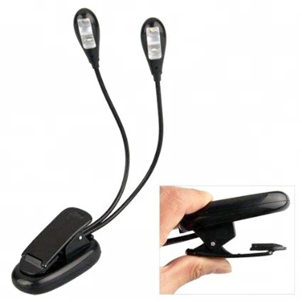

Rechargeable Book light Adjustable Dual Arms LED Night Light Flexible Clip On LED Lamp Stand Book Light Gooseneck Reading Lamp