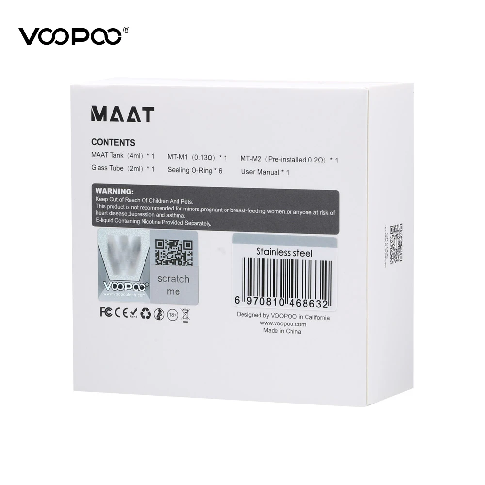 Оригинальный бачок VOOPOO MAAT емкость 4 мл электронная сигарета атомайзер Maat головка